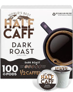Half Caff Dark Roast Coffee Pods, 100 ct, Single Serve Pods, 100% Arabica, Keurig Compatible