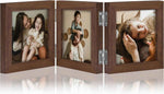 decorUhome Triple 4x6 Picture Frame Vertical, Engineered Wood Trifold Photo Frame with Plexiglass for Tabletop Display, 4x6, Black