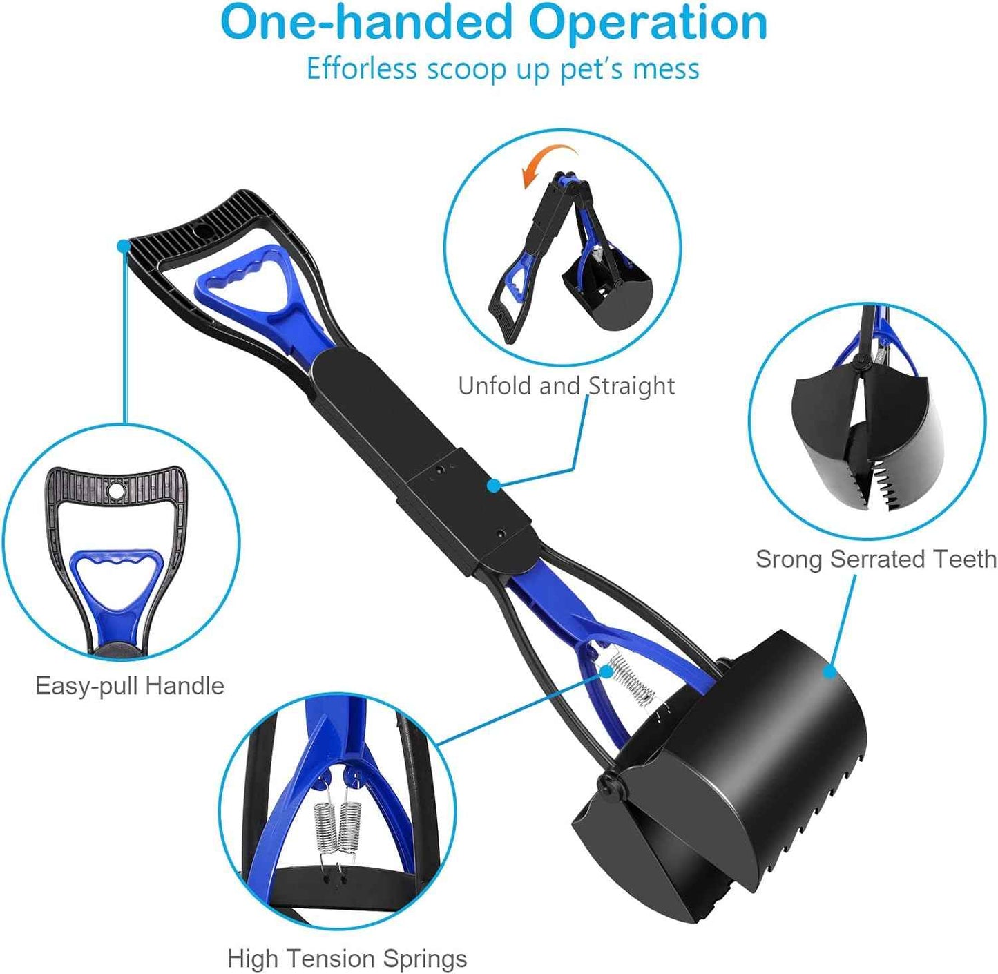 UPSKY Pooper Scooper for Large Small Dogs, Folding Dog Poop Scooper, Sturdy Spring and Premium Materials，Easy to Use for Grass, Dirt, Gravel Pick Up Shovel