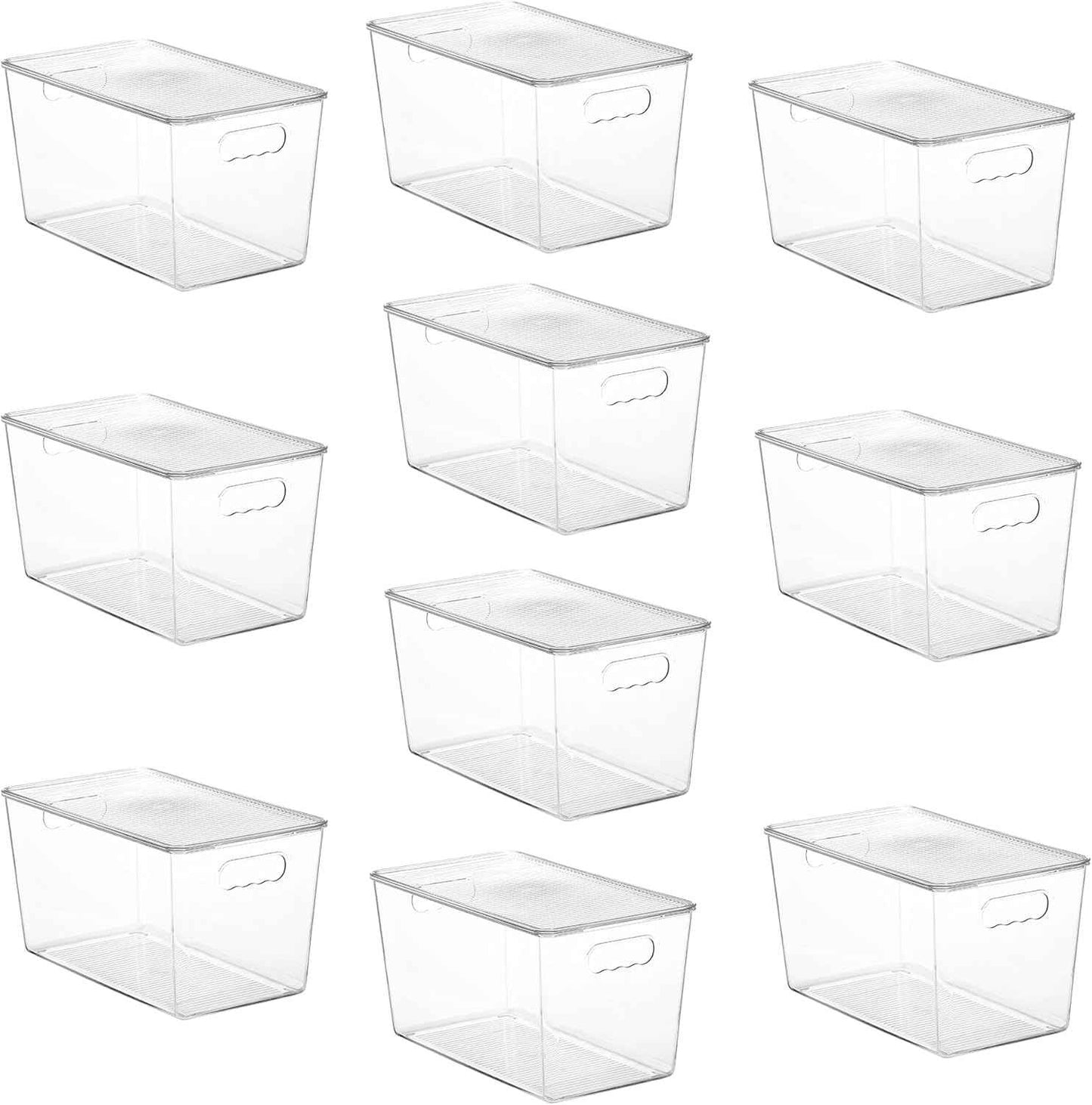 Vtopmart 6 Pack Clear Stackable Storage Bins with Lids, Medium Plastic Containers with Handle for Pantry Organizer and Storage,Perfect for Kitchen,Fridge,Cabinet, Closet,Bathroom Organization