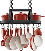 KES 34 Inch Oiled Bronze Hanging Pot Rack, Heavy Duty Oval Pot and Pan Hanging Rack Ceiling Mount, Pot Pan Hangers for Kitchen with 20 Hooks, (For 16" and 24" Joist Mount), KUR221S85-OB