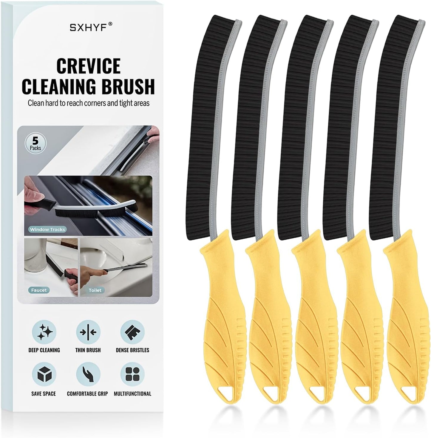 SXhyf Crevice Cleaning Brush – Hard Bristle Grout Scrub Brush for Bathroom, Kitchen & Household Cleaning