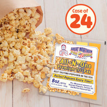 Bulk Popcorn Machine Packets with Kernels, Oil, and Salt for 24 Servings