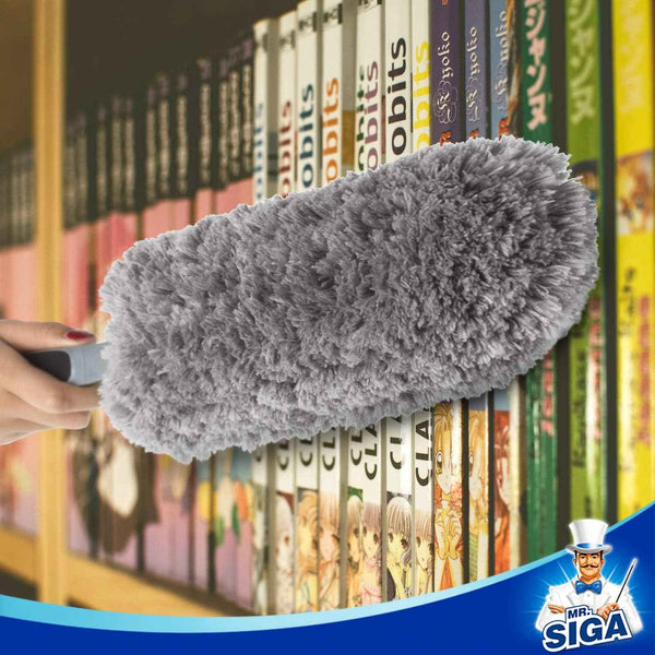 MR.SIGA lint-free microfiber duster for household cleaning, washable and reusable, gray