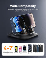 360 degree rotation car phone holder with anti-slip grips and one-hand operation