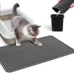 Cat Litter Mat - 23.2'' x 14.6'' Small Litter Trapping Mat, Easy to Clean Litter Box Mat, Waterproof, Urine-Proof, Non-Slip Kitty Litter Mats for Floor, Grey