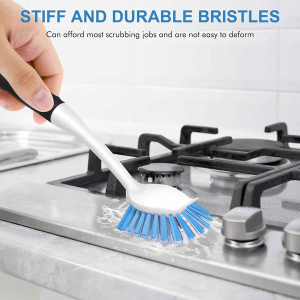 SetSail 2 Pack Dish Scrub Brushes with Built-in Scraper for Cleaning Dishes, Pots and Pans, Kitchen Sink