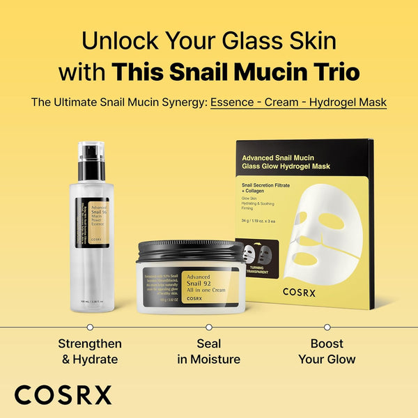 cosrx snail mucin 92% face moisturizer, 3.52 oz, lightweight, korean skin care cream