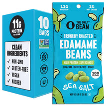 the only bean crunchy dry roasted edamame snacks (sea salt) 11g high protein low carb keto office vegan food