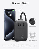 Anker Travel Power Strip, Anker Nano 67W Max 6-in-1 USB C Charger, 2 AC, 2 USB A and 2 USB C, 5ft Thin Undetachable Flat Plug Extension Cord with Multiple Outlets, Travel Essentials, Cruise Essentials