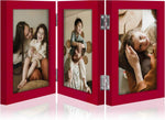 decorUhome Triple 4x6 Picture Frame Vertical, Engineered Wood Trifold Photo Frame with Plexiglass for Tabletop Display, 4x6, Black