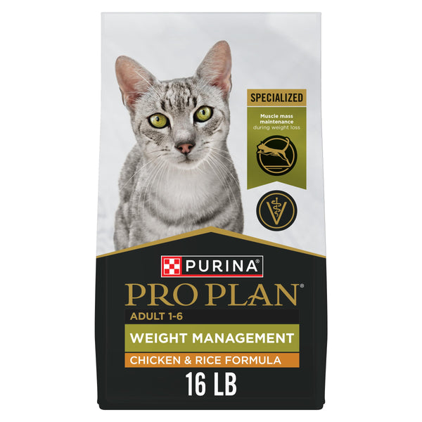 purina pro plan weight management chicken and rice adult formula dry cat food with high protein and less fat