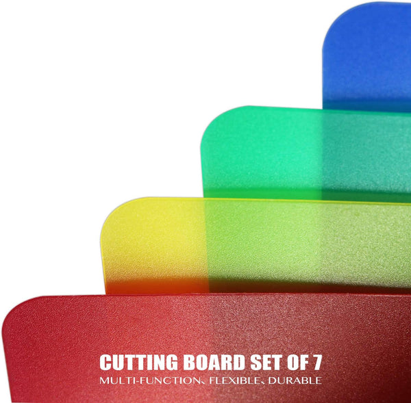 Flexible cutting boards set of 7 for kitchen use