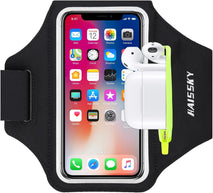 Running Armband for iPhone and Galaxy Phones with Earphone Bag and Zipper Slot