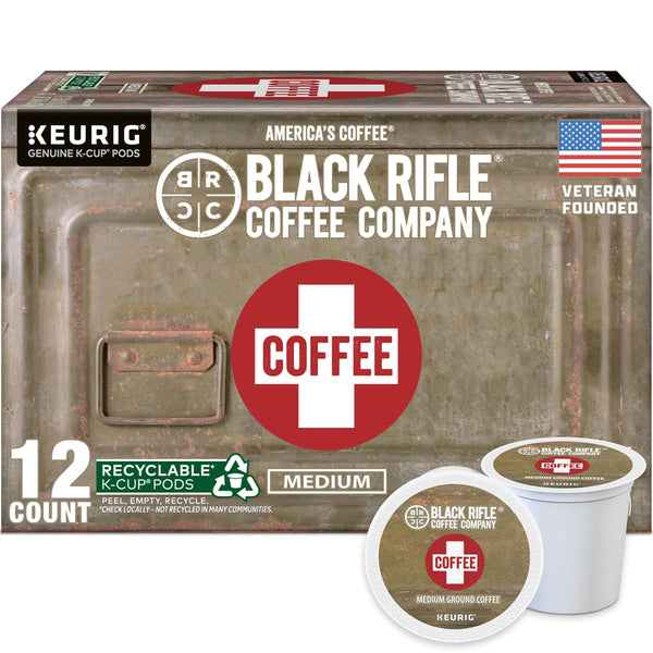 Black Rifle Coffee Company Just Black medium roast K Cups, 50 count, compatible with Keurig machines
