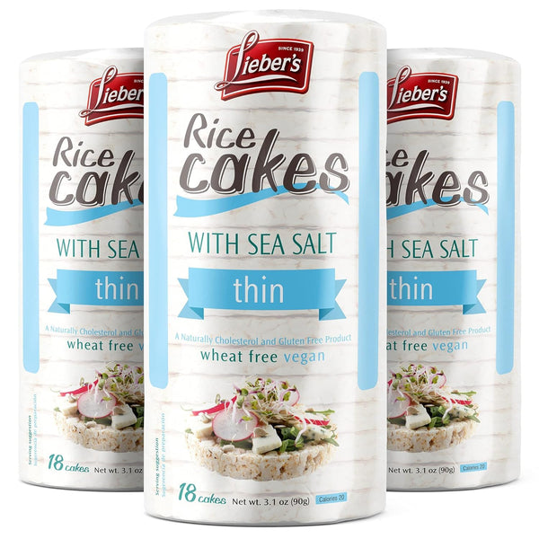 LIEBERS Rice Cakes, Kosher Certified Snack, Pack of 3, Unsalted