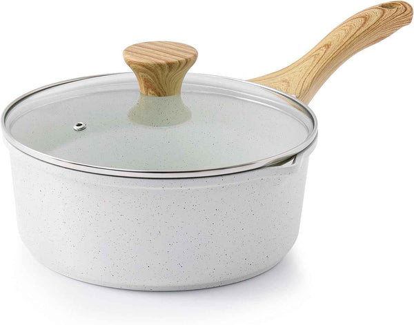 SENSARTE Nonstick Saucepan with Lid, 1.5 Quarts Small Pot with Swiss Granite Coating, Stay-cool Handle, Multipurpose Handy Sauce Pot Small Kitchen Cooking Pot, Induction Comptable, PFOA Free