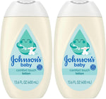 johnsons baby comfort touch newborn baby face body lotion, 13.6 fl oz, hypoallergenic, paraben-free, new baby essentials