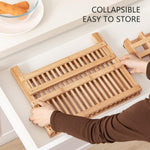 Bamboo Folding 2-Tier Collapsible Dish Rack with Utensil Holder Set