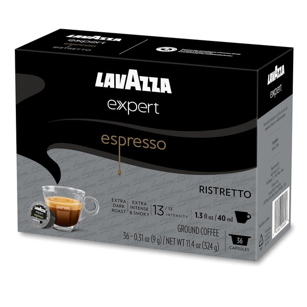 Lavazza Expert Espresso Ristretto Capsules, 36 Count, Extra Dark Roast, Arabica and Robusta Blend
