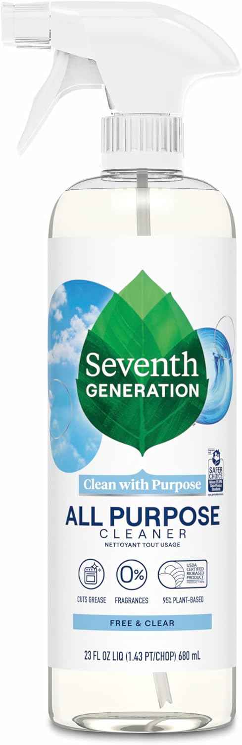 Seventh Generation All Purpose Cleaning Spray Surface Cleaner Lemon Chamomile scent Cuts Grease 23 oz, Pack of 4