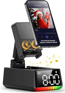 Bluetooth Speaker Birthday Gift for Men:Induction Cell Phone Stand HD Sound Valentines Gifts For Him Her Adult Teen,Anti-Slip Phone Holder Kitchen Gadget Women Mom Wife,Dad Husband Boyfriend(Black)