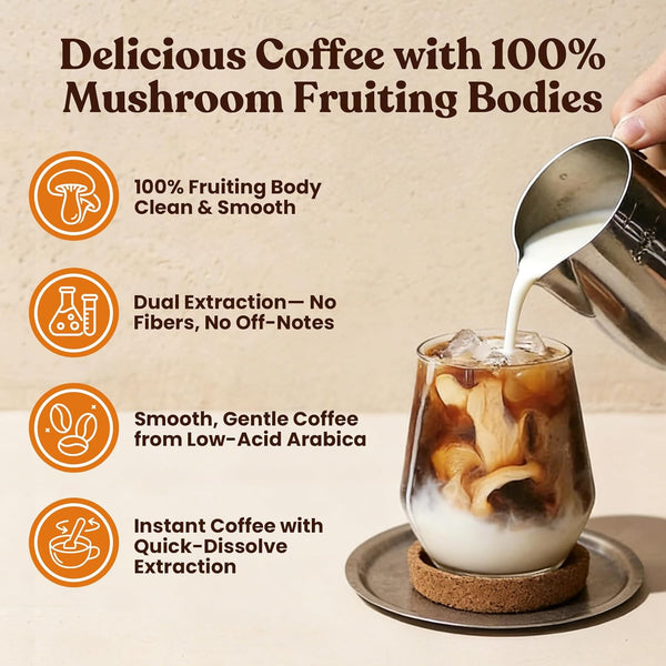 venture pal 48000mg lion's mane mushroom coffee with 12 adaptogenic mushrooms, 40 servings, instant coffee