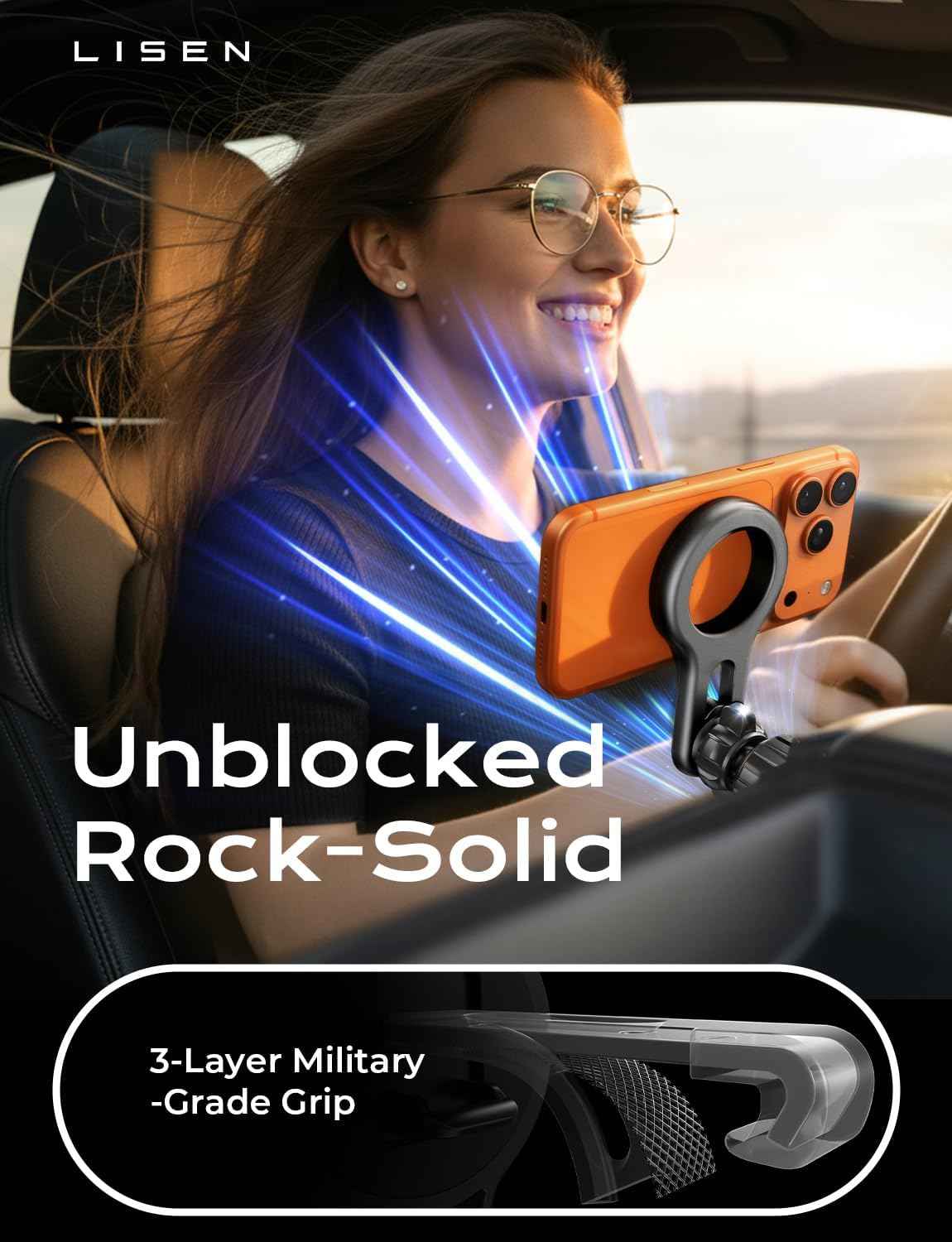 LISEN for MagSafe Car Mount, 2026 Magnetic Phone Holders for Car Air Vent Phone Mount [Ultra-Magnetic] Hands Free Cell Phone Holder Strong Clip Car Accessories for Men Women fit iPhone 17 16 15 14 Pro