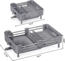 Urackify Stainless Steel Dish Drying Rack with Foldable Organizer
