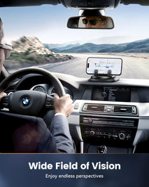 360 degree rotation car phone holder with anti-slip grips and one-hand operation