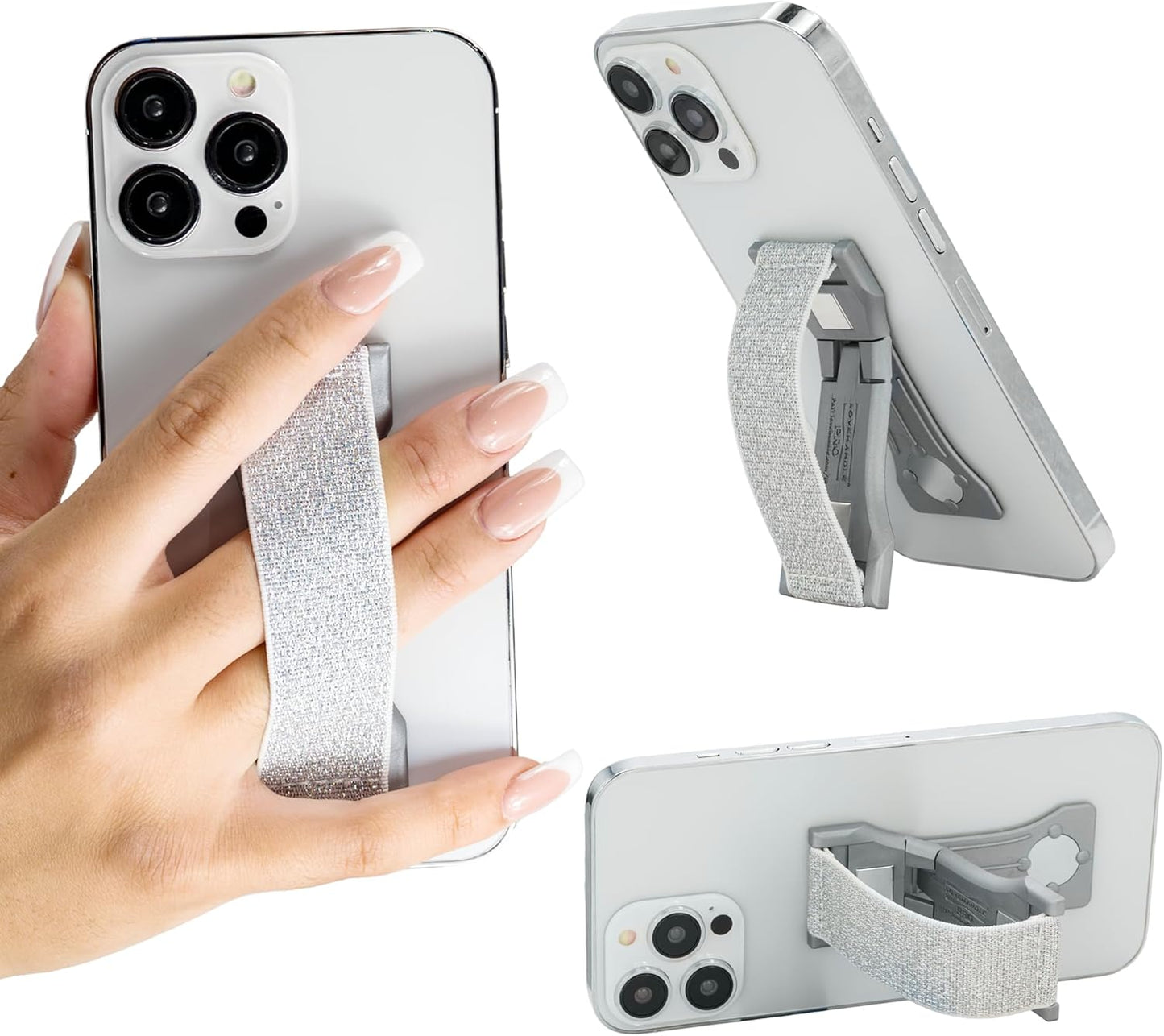 LOVEHANDLE PRO Premium Phone Grip - Silicone Phone Strap - Magnetic Phone Mount and Kickstand for Smartphone and Tablet - Natural Glow Silicone