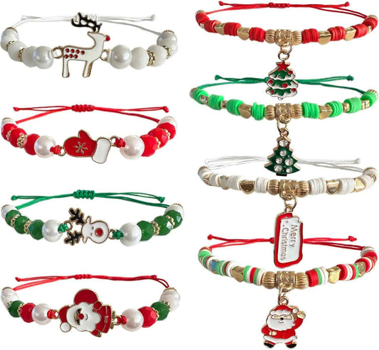 Bovemee 8pcs Christmas Bracelets For Women Gifts Merry Christmas In July Decorations Holiday Party Favors Stocking Stuffers Crafts Jewelry Bracelet