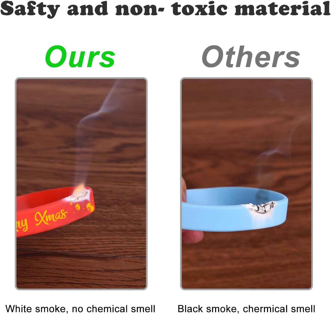 FEPITO 42 Pieces Christmas Silicone Wristbands Rubber Band Bracelets for Christmas Party Decoration Supplies 7 Merry Xmas Style