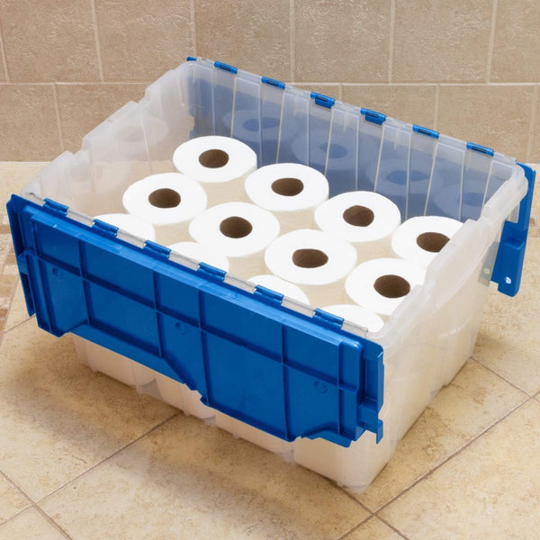 Akro-Mils 12 Gallon KeepBox Storage Container with Lid, Clear Plastic, 21.5 x 15.25 x 12.5 inches