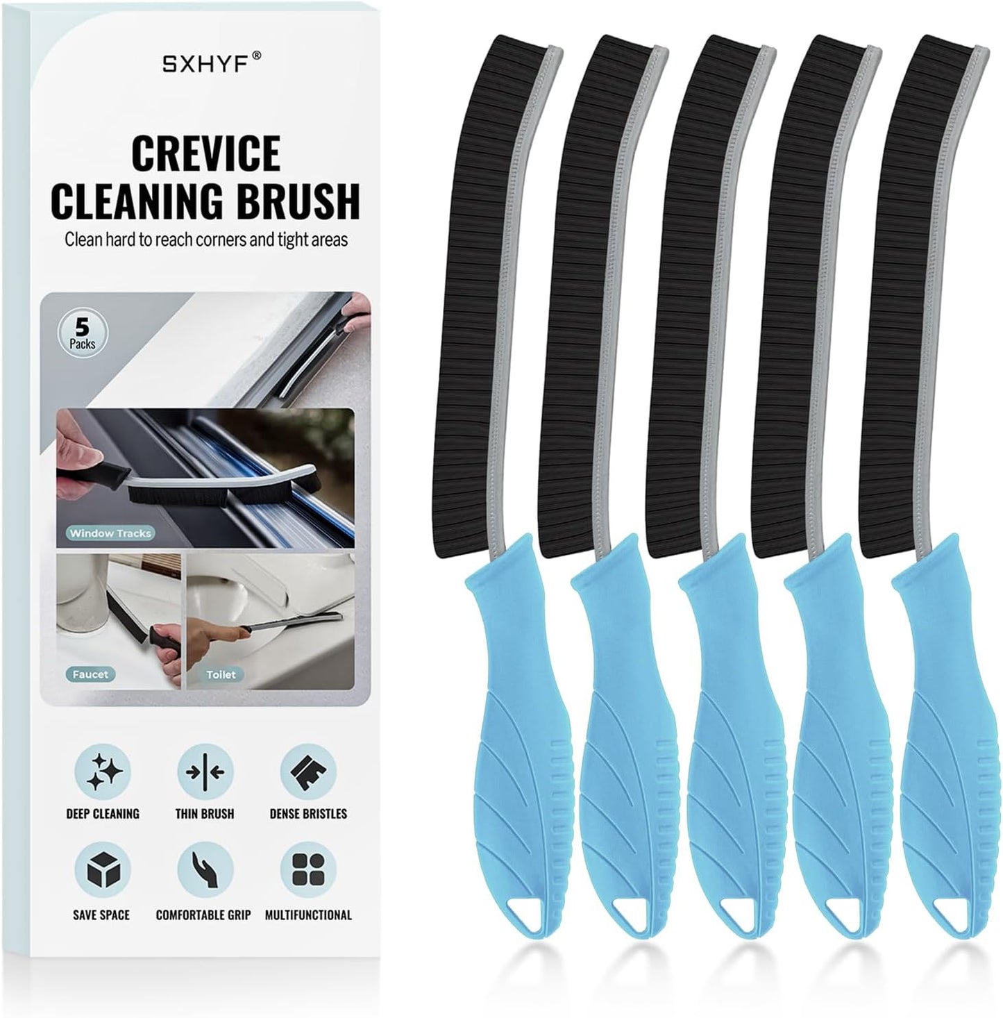 SXhyf Crevice Cleaning Brush – Hard Bristle Grout Scrub Brush for Bathroom, Kitchen & Household Cleaning