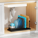 Compact Dish Drying Rack for Kitchen Counter with Silicone Mat
