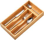 Bamboo kitchen drawer organizer for small drawers, 9 inch silverware tray holder