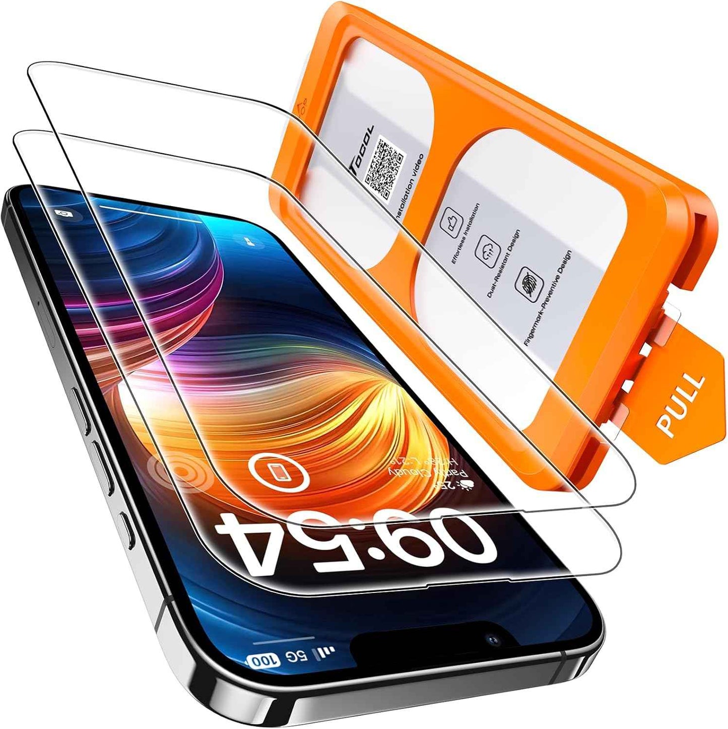 TOCOL for iPhone 17 Screen Protector 6.3 inch 9H Hardness Military Grade Shatterproof HD Tempered Glass for Full Coverage Protection 2 Pack