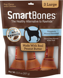 SmartBones Dog Chews, Rawhide-Free and Made with Real Meat, 3 Large, Fun-Shaped Treats