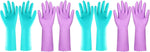 Elgood Reusable Dishwashing Cleaning Gloves with Latex free, Cotton lining,Kitchen Gloves 2 Pairs,Purple+blue Medium