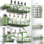 Shower Caddy Adhesive Shower Organizer 7-Pack, Rustproof Stainless Steel Bathroom Shelves, Large Capacity No-Drill Rack Storage Accessories with Soap Dish Toothbrush Holder &24 Hooks Home Decor