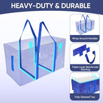 Extra Large Moving Bags with Zippers and Carrying Handles, 6 Pack, Blue