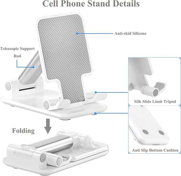 Adjustable Angle Height Phone Stand for Desk Compatible with iPhone and Smartphones