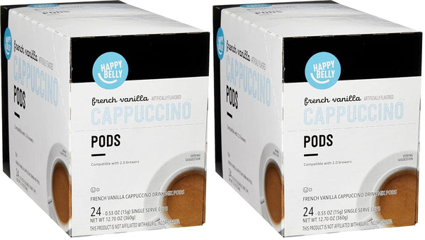 Happy Belly Light Roast Cappuccino Coffee Pods, Hazelnut Flavored, 24 Count
