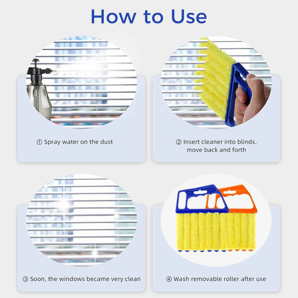 4Pcs window venetian blind cleaner duster tool set for home and office use with microfiber technology