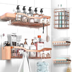 Shower Caddy Adhesive Shower Organizer 7-Pack, Rustproof Stainless Steel Bathroom Shelves, Large Capacity No-Drill Rack Storage Accessories with Soap Dish Toothbrush Holder &24 Hooks Home Decor