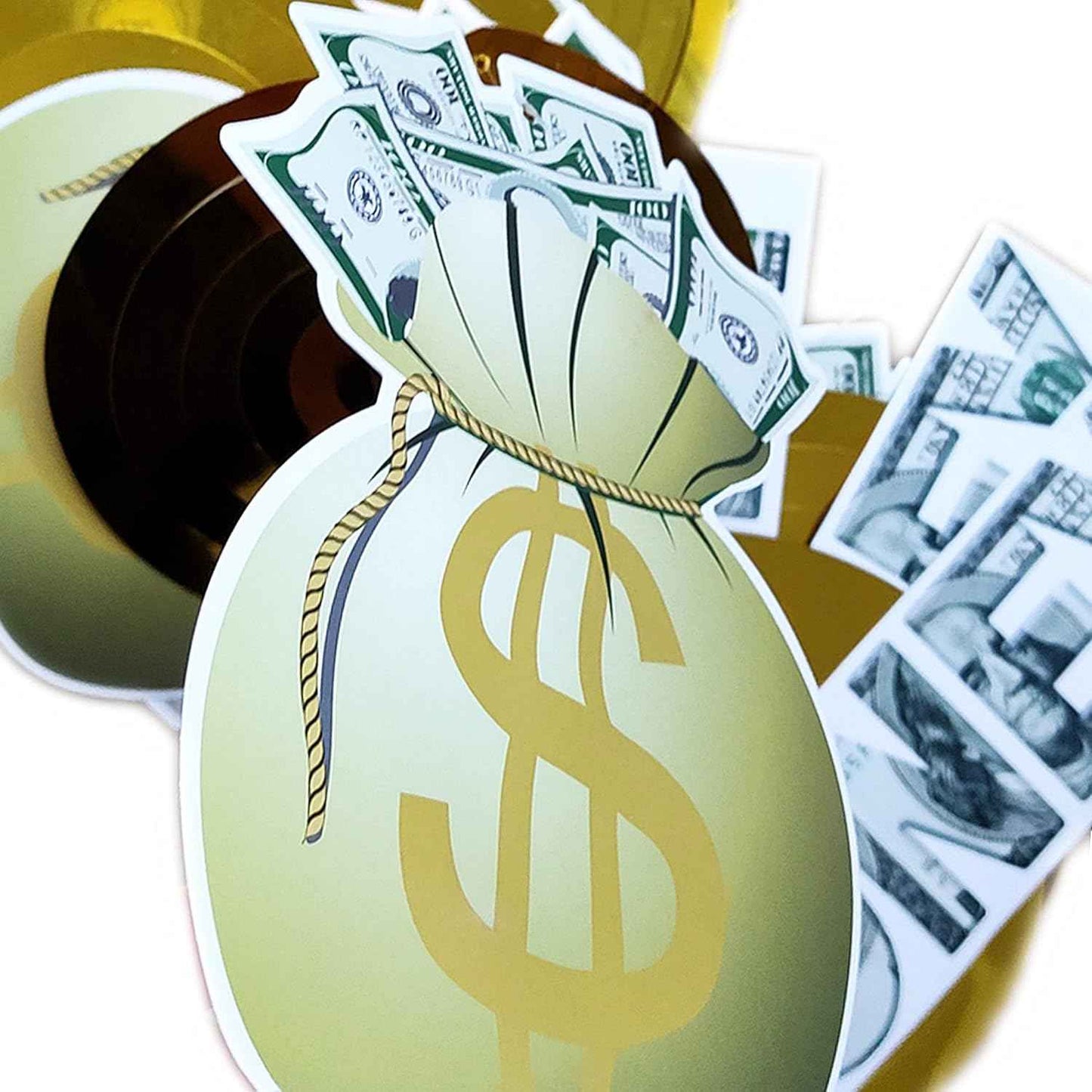 Gold Money Theme Hanging Decoration Dollar Bill Signs Hanging Swirls Money Bag Currency Symbol for Birthdays Casino Weddings Bachelorette Retirement Anniversary Graduations Party Supplies