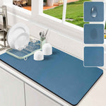 Dish Drying Mat for Kitchen Counter, 12"x19" Dish Drying Pad with Non-slip Rubber Backed, Hide Stain Anti Absorbent for Kitchen Counter, Drying Mat for Coffee Machine Dish Rack (Grey)