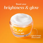 olay vitamin c max face moisturizer for women, hydrating and brightening cream with niacinamide, peptides, 1.7 oz
