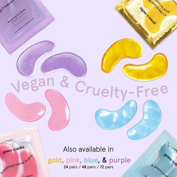 grace & stella Retinol Under Eye Patches for Puffy Eyes & Dark Circles - Restoring Gel Under Eye Masks with Hyaluronic Acid - Purple, 24 Pairs for Women
